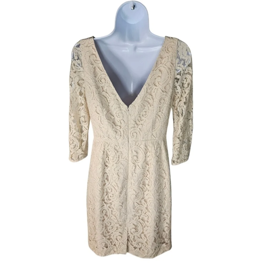 0001 J. Crew  Natalia Lace Dress A9022 Cream Bridal Wedding Formal Office Size 2 - Picture 5 of 15